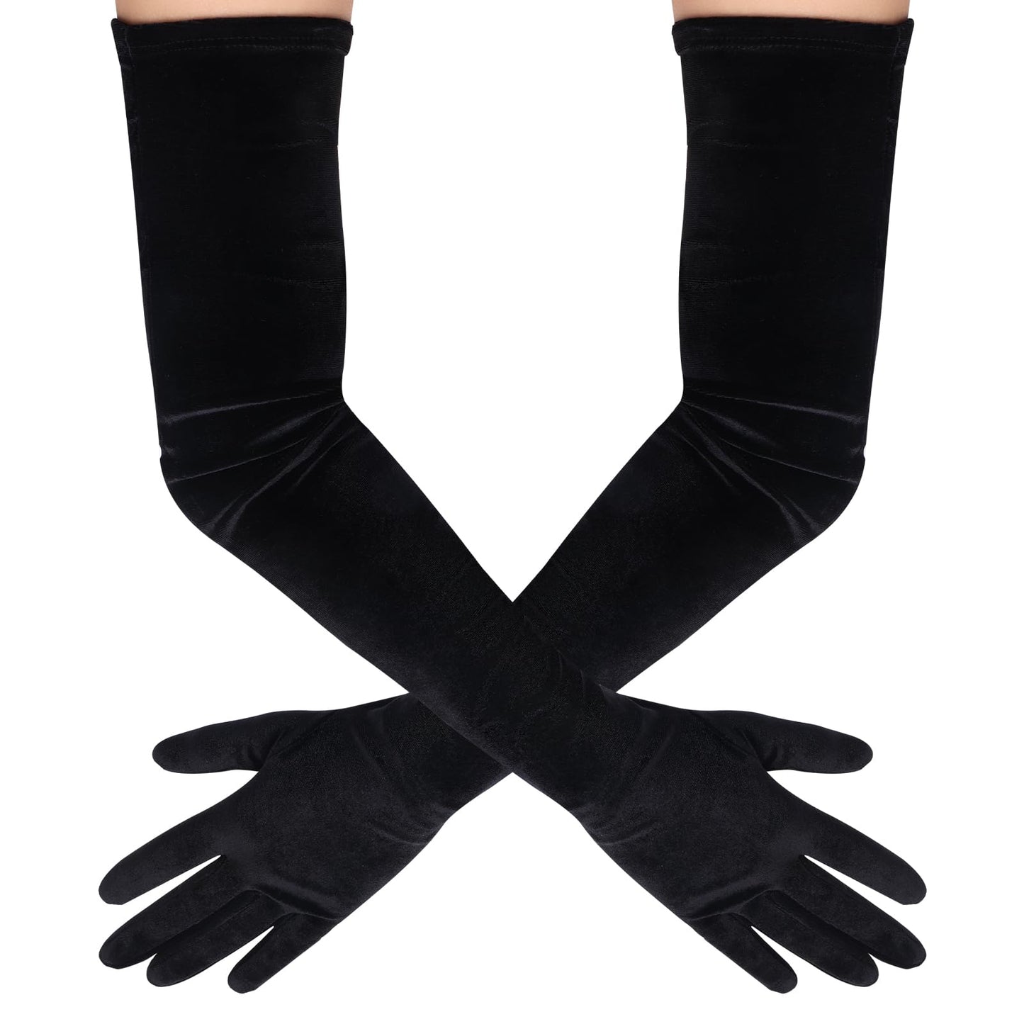 Black Long Velvet Gloves Elbow Length Gloves 1920s Opera Gloves for Women Fancy Long Satin Gloves Black Bridal Gloves Wedding Gloves Dress Gloves Flapper Opera Party Evening Gloves