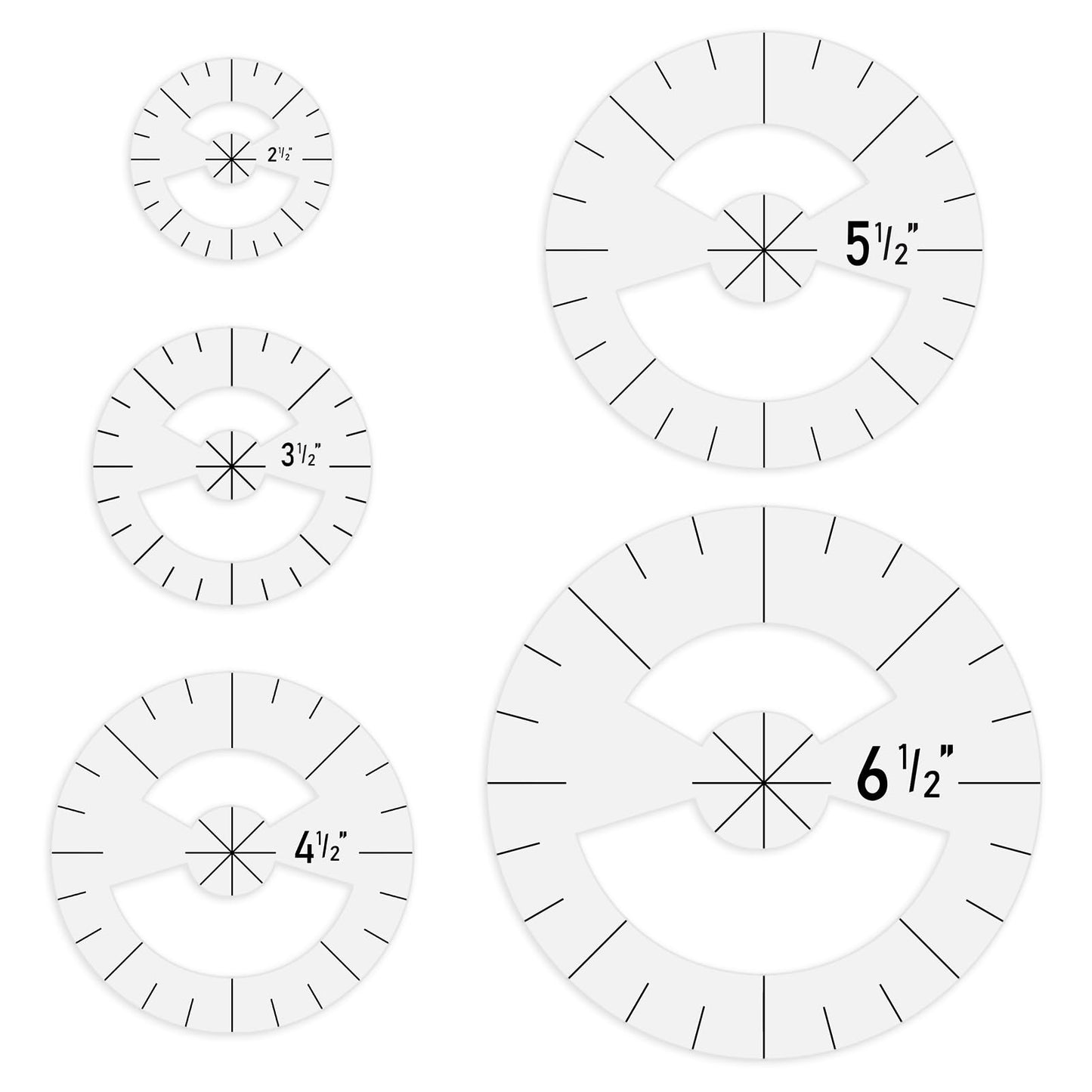 5Pcs Circle Template for Quilting 5 Sizes Clear Circle Sewing Ruler
