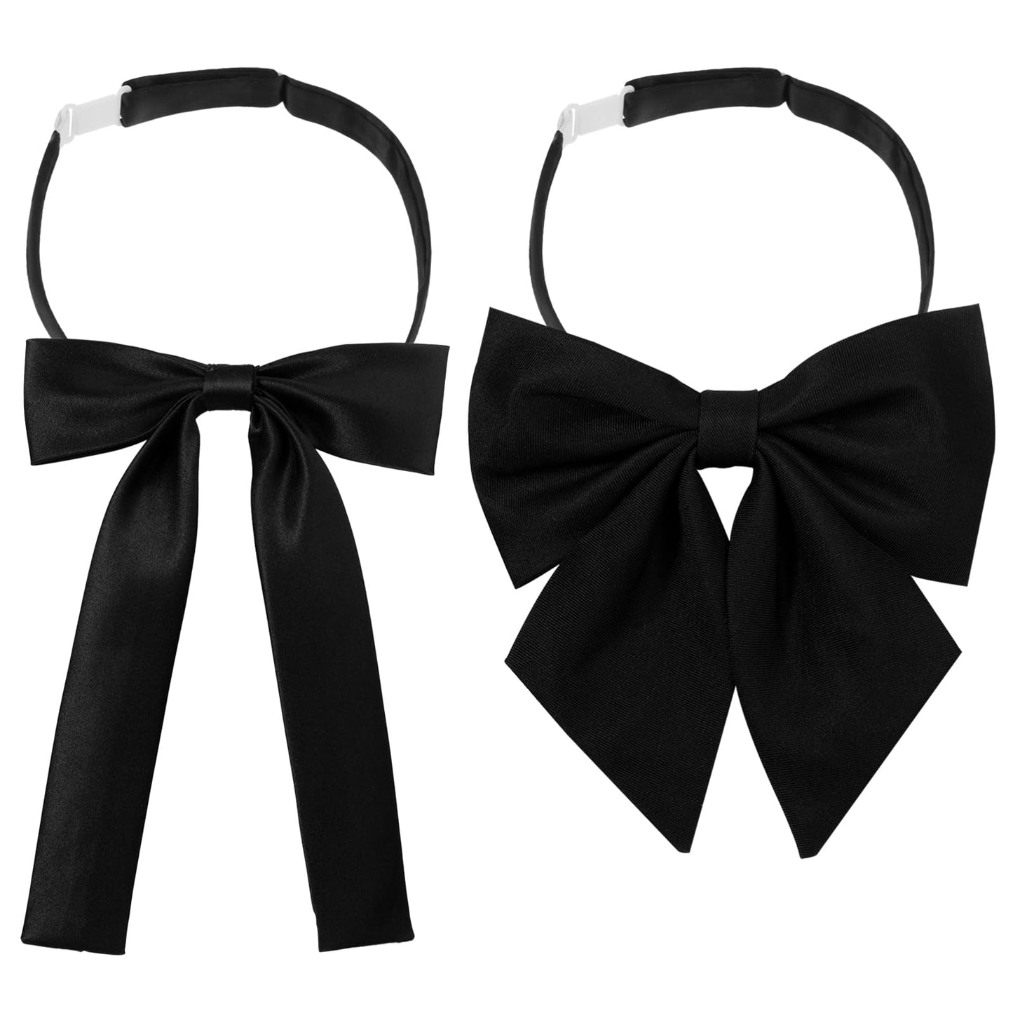 Tucnoeu Bow Tie for Women - 2Pcs Women's Bow Ties,Pre-tied Adjustable Bowties Ribbon Choker Women's Self-Tie Long Uniform