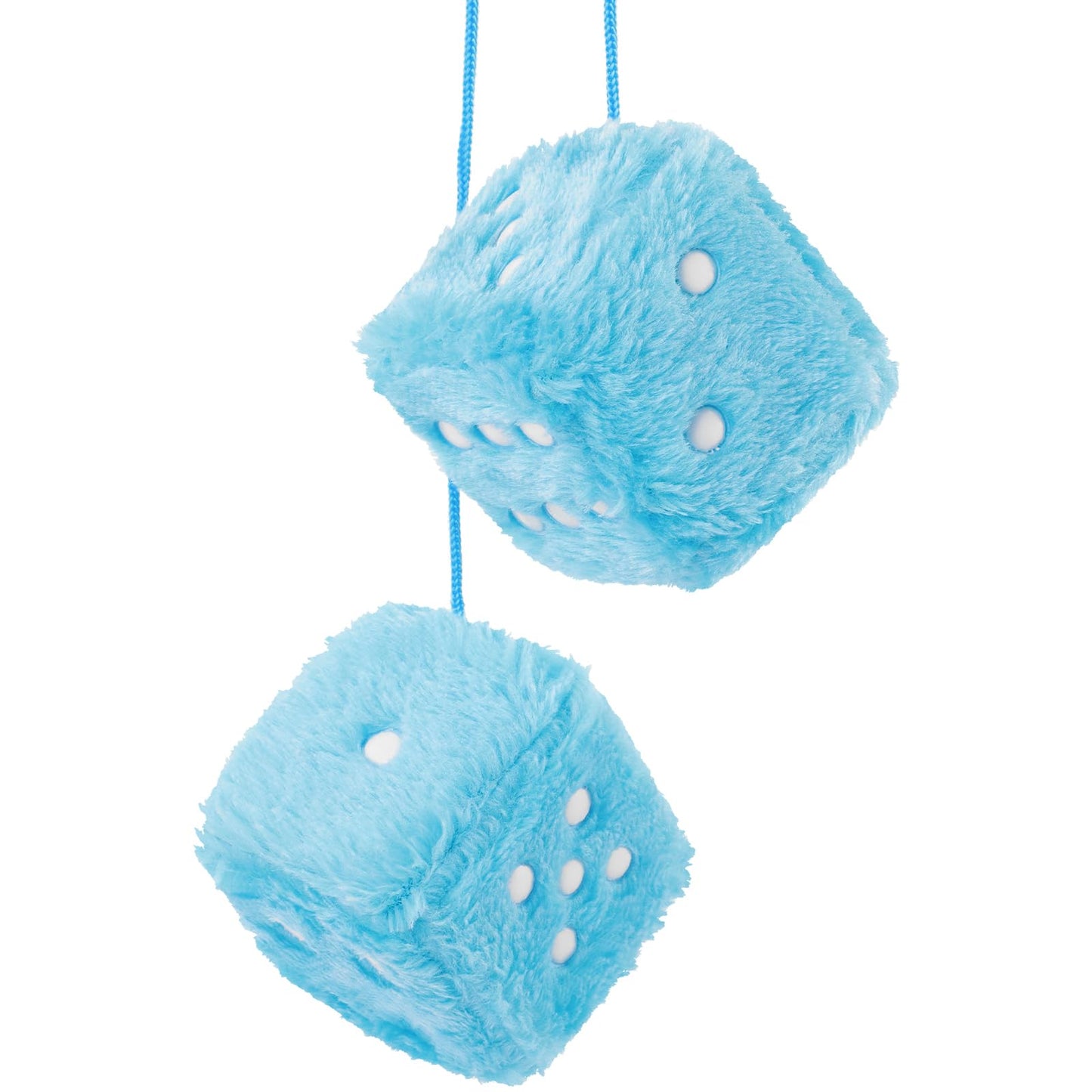 Fuzzy Dice for Car Pair of Retro Square Fuzzy Dice for Rear View Mirror Hanging Accessories Blue Car Dice Car Ornament Decorations(2.75 Inch)