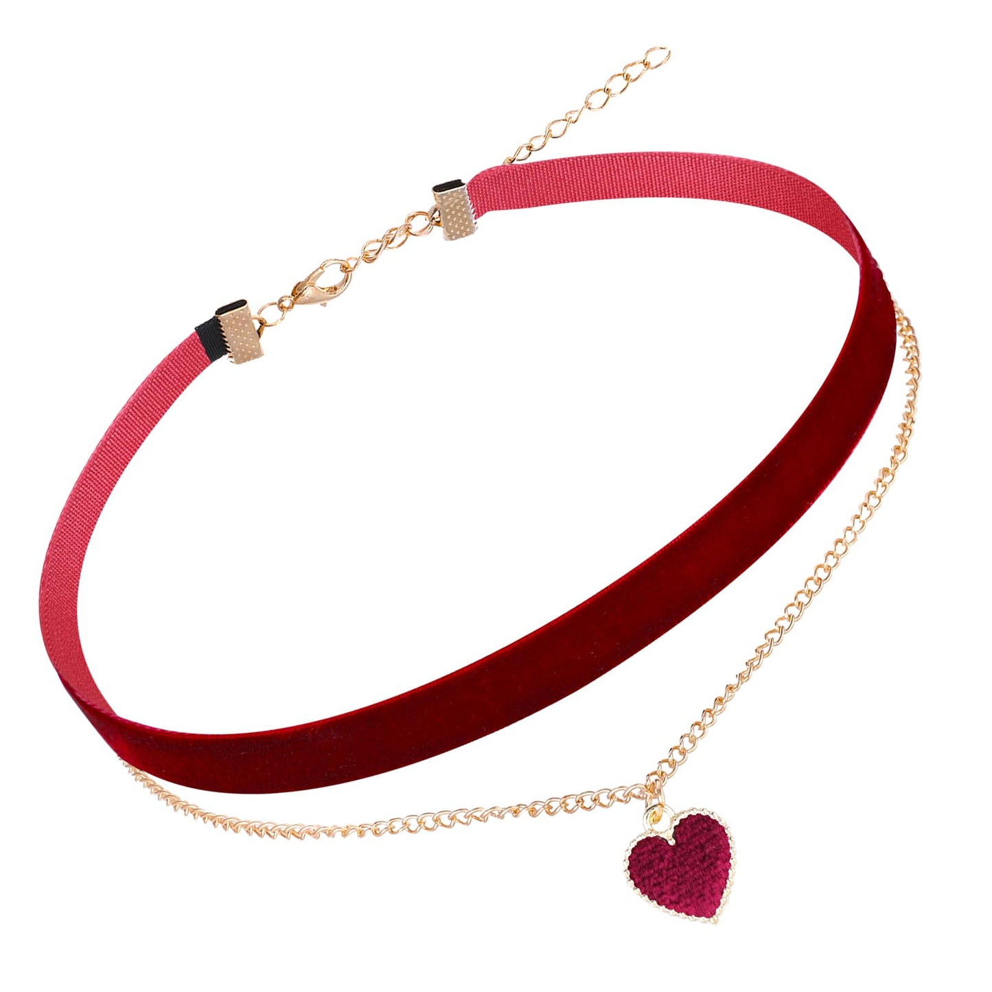 Red Velvet Choker Necklace Elegant Heart Pendant Chokers Necklaces Adjustable Layered Necklaces Gothic Jewelry Accessories for Women
