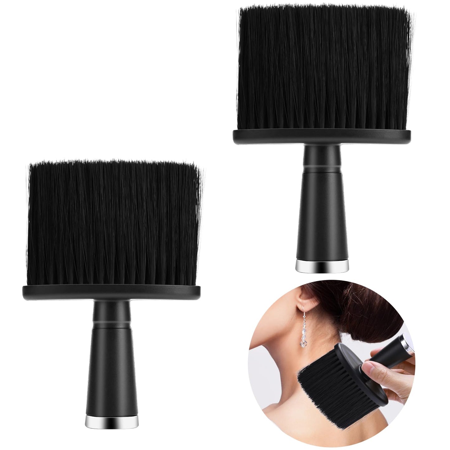 Barber Brush 2 Pcs Neck Duster Soft Barber Neck Duster Barber Duster Professional Barber Accessories For Barber And Home Hair Cutting Barbering Supplies(Black)