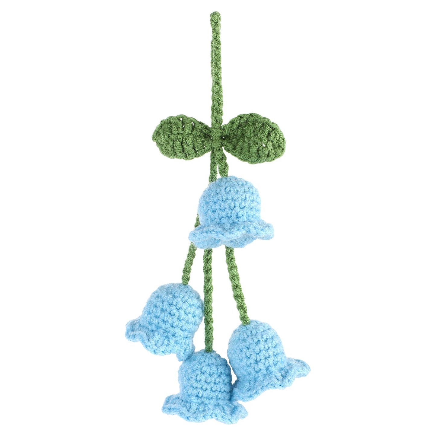 Rear View Mirror Hanging Accessories, Cute Car Accessories for Women, Bellflower Hand Knitted Car Pendant, Mirror Hanging Accessories for Your Car (Blue)