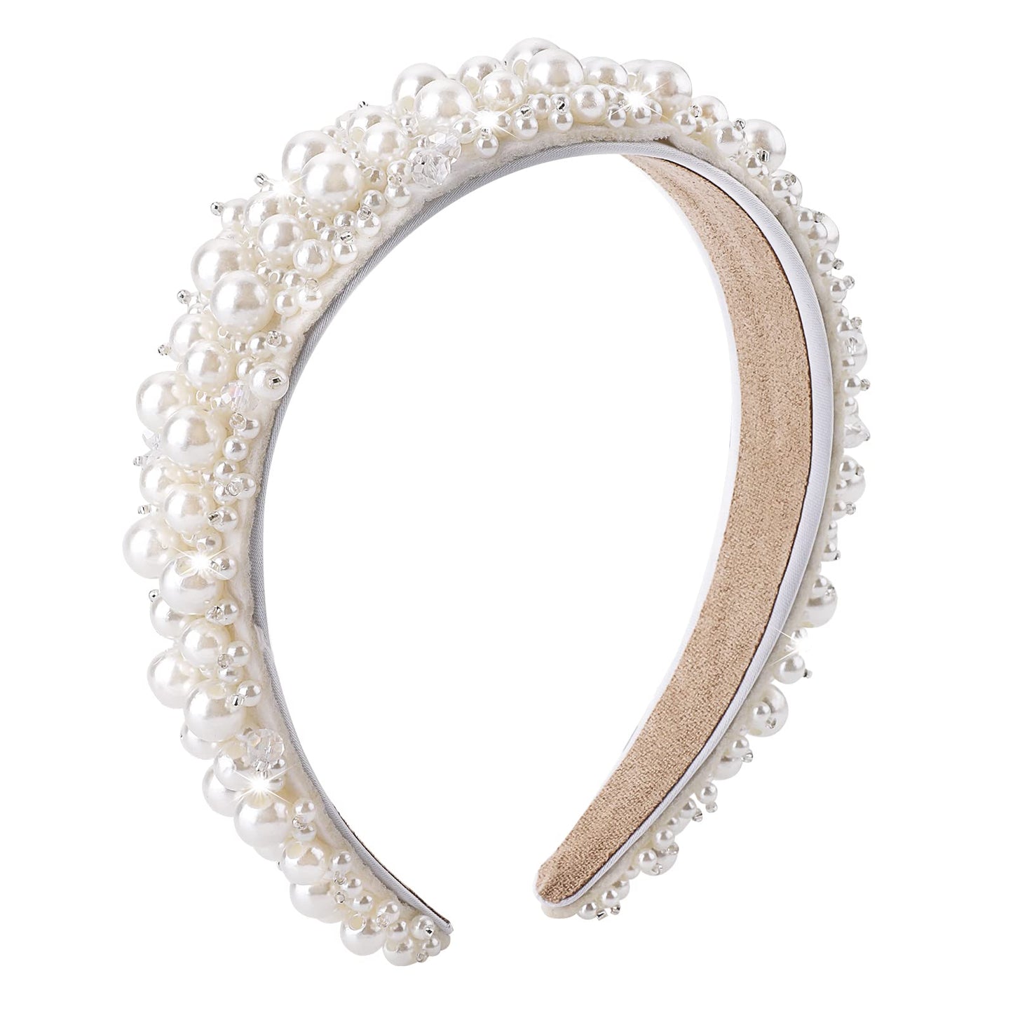 Lusofie Lusofie Pearl Headbands Faux Pearl Hairbands White Bridal Beaded Hair Hoop Wedding Hair Styling Accessories for Women Girls