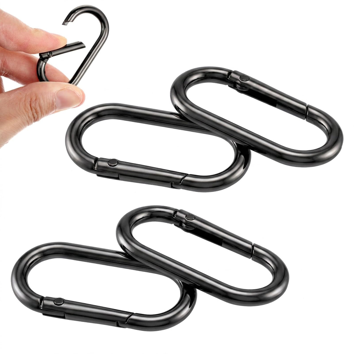 4 Pcs Oval Spring Ring Clips, Heavy Duty Metal Keyring Purse Clip Carabiner