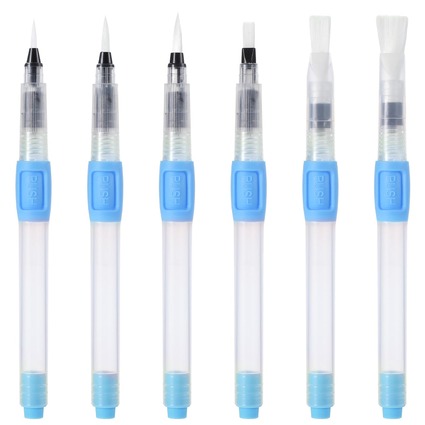 6pcs Watercolor Brush Pens, Water Brush Pen Set, Nylon Water Colour Pens, Water Paint Brush Refillable Watercolor Paint Pens For Beginner Painting Drawing Art Supplies(Blue)