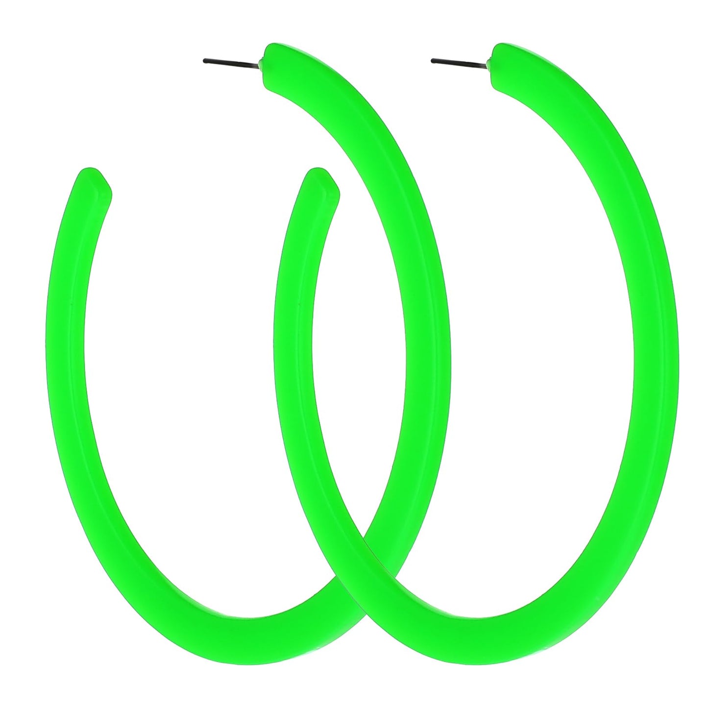 Lime Green Hoop Earrings Retro Neon Green Dangle Earrings 80s 90s Earrings for Women Colorful Large Hoop Earrings Acrylic C Shape Trendy Chunky Earrings Candy Color Lightweight Big Hoop Statement Earr