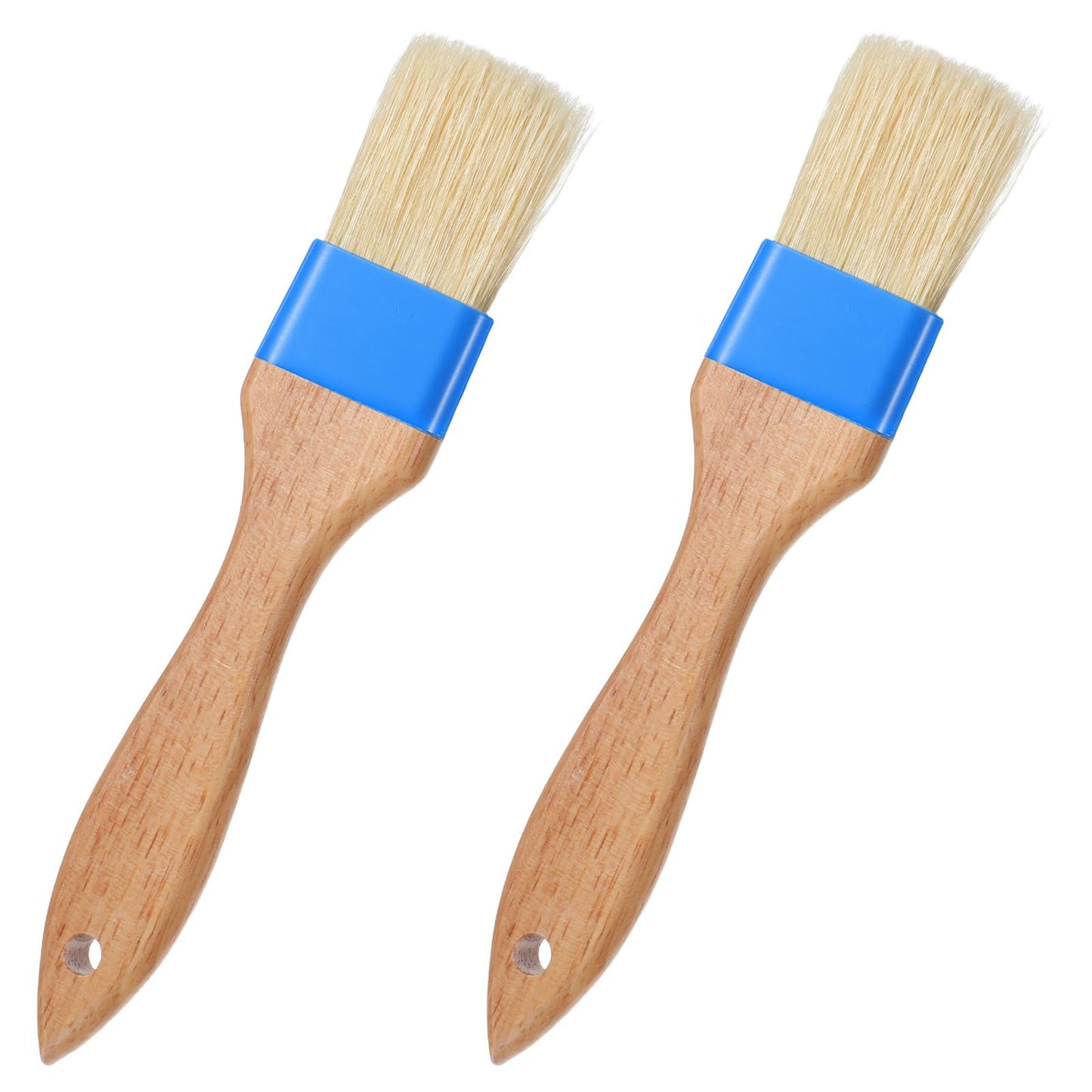 2 Pcs Pastry Basting Brush for Baking, Natural Boar Bristle Cooking Brush with Heat Resistant Wooden Handle, Food Grade Butter Brush for Cooking, Baking, Butter, Egg Wash, Oil, Sauce, Marinade