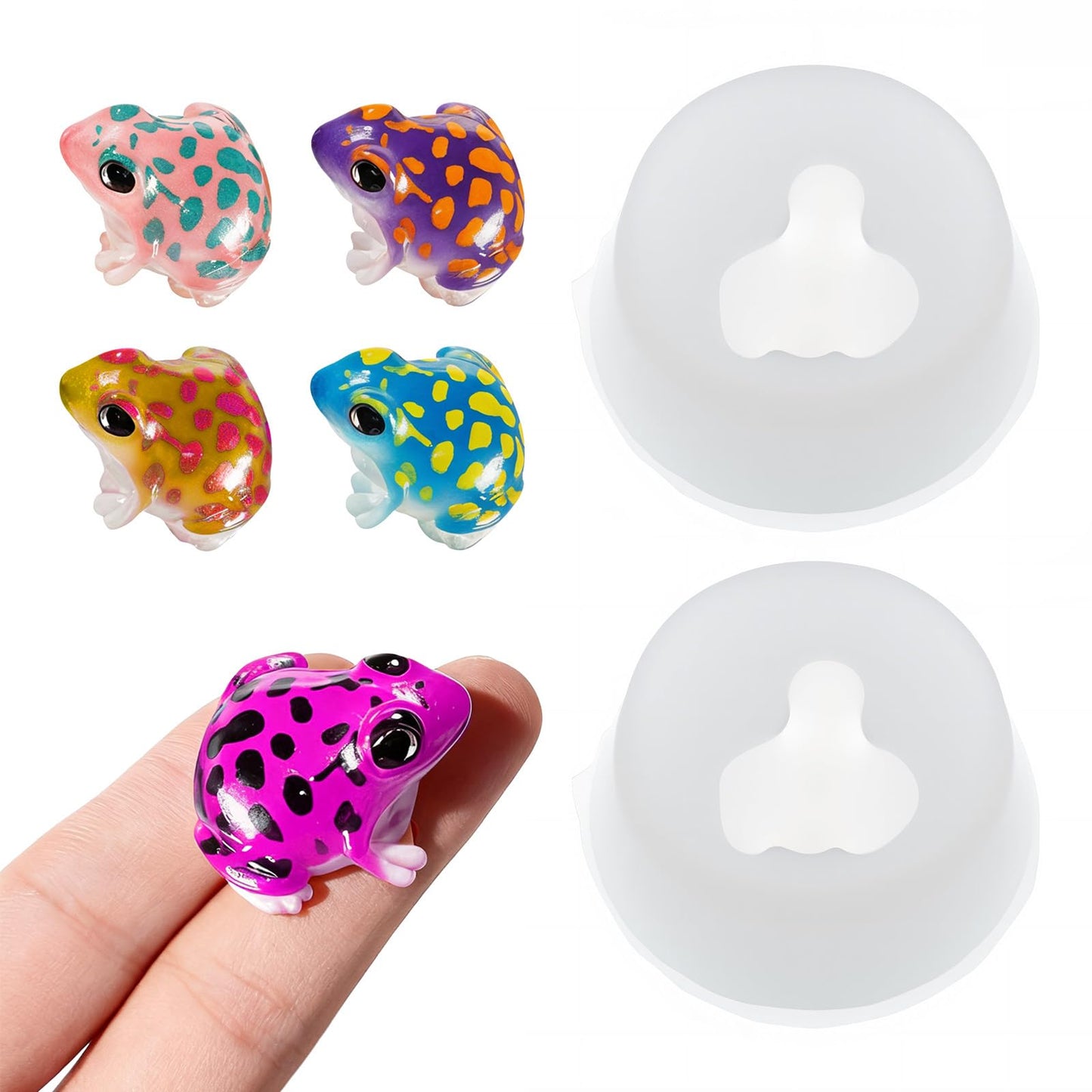2 Pcs Mini Frog Silicone Mold, Cute 3D Animal Resin Molds, Mini Resin Frogs Epoxy Casting Mold for DIY Craft Dollhouse Fairy Garden Miniature Landscape Decorations