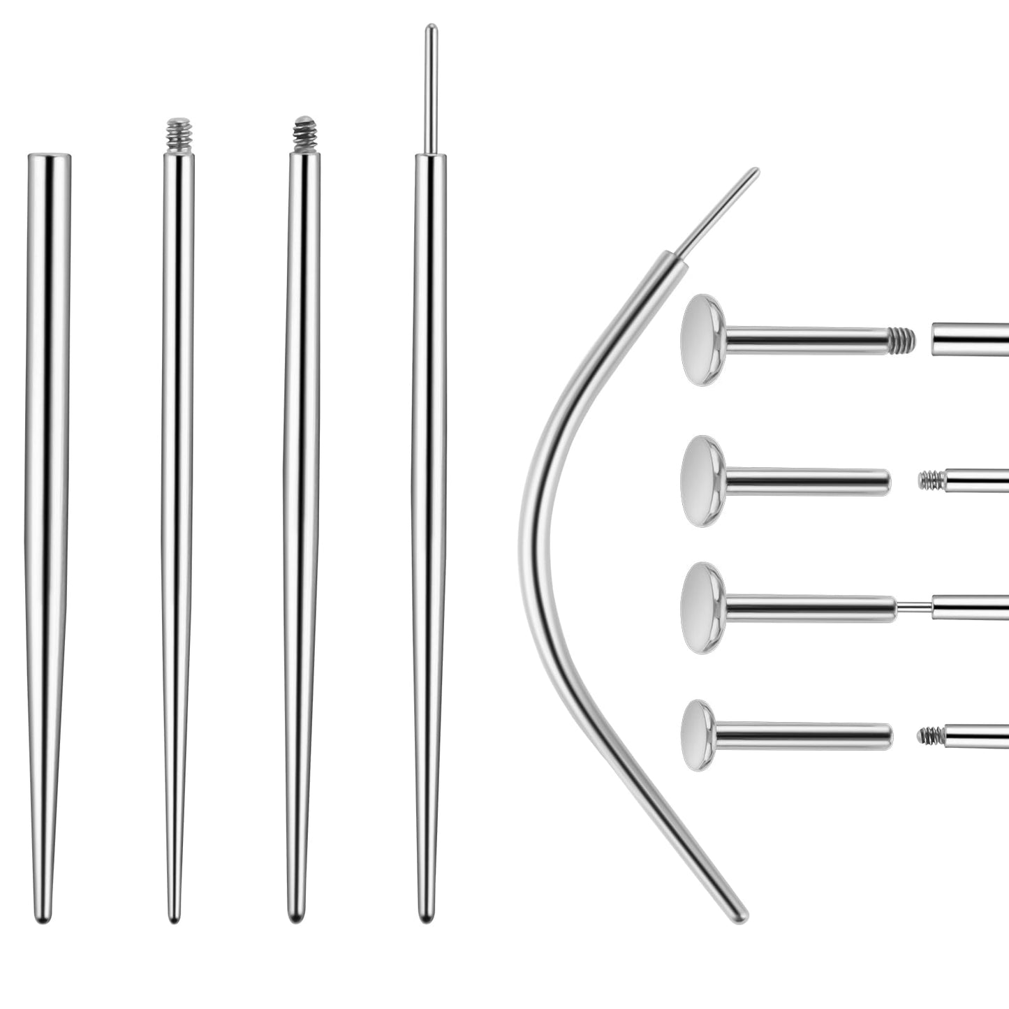 Yolev 9 Pcs Piercing Kit Ear Piercing Nose Ring Belly Button Septum Jewelry Replacement Piercing Needle Kit Body Skin Piercing Kits for All Piercings Self Tool