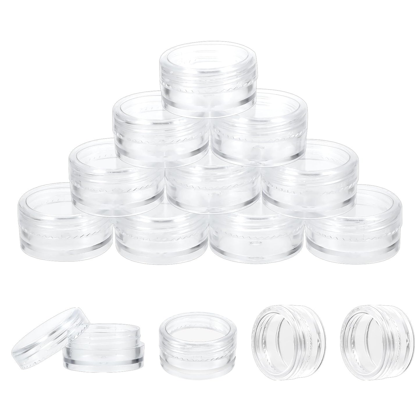 Telooco 40Pcs Sample Containers 5ml Clear Round Travel Sample Jar Pots Empty Lip Balm Containers Mini Cosmetic Containers with Lids for Sample Powder Cream Lotion