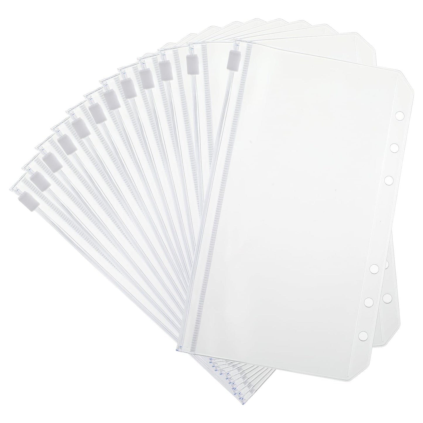 A6 Binder Pockets 12 Pcs Clear PVC Binder Inserts, Waterproof A6 Binder Envelopes with Zipper, 6-Holes A6 Cash Envelopes for 6 Ring Binders Organizer Photos Cards Bills