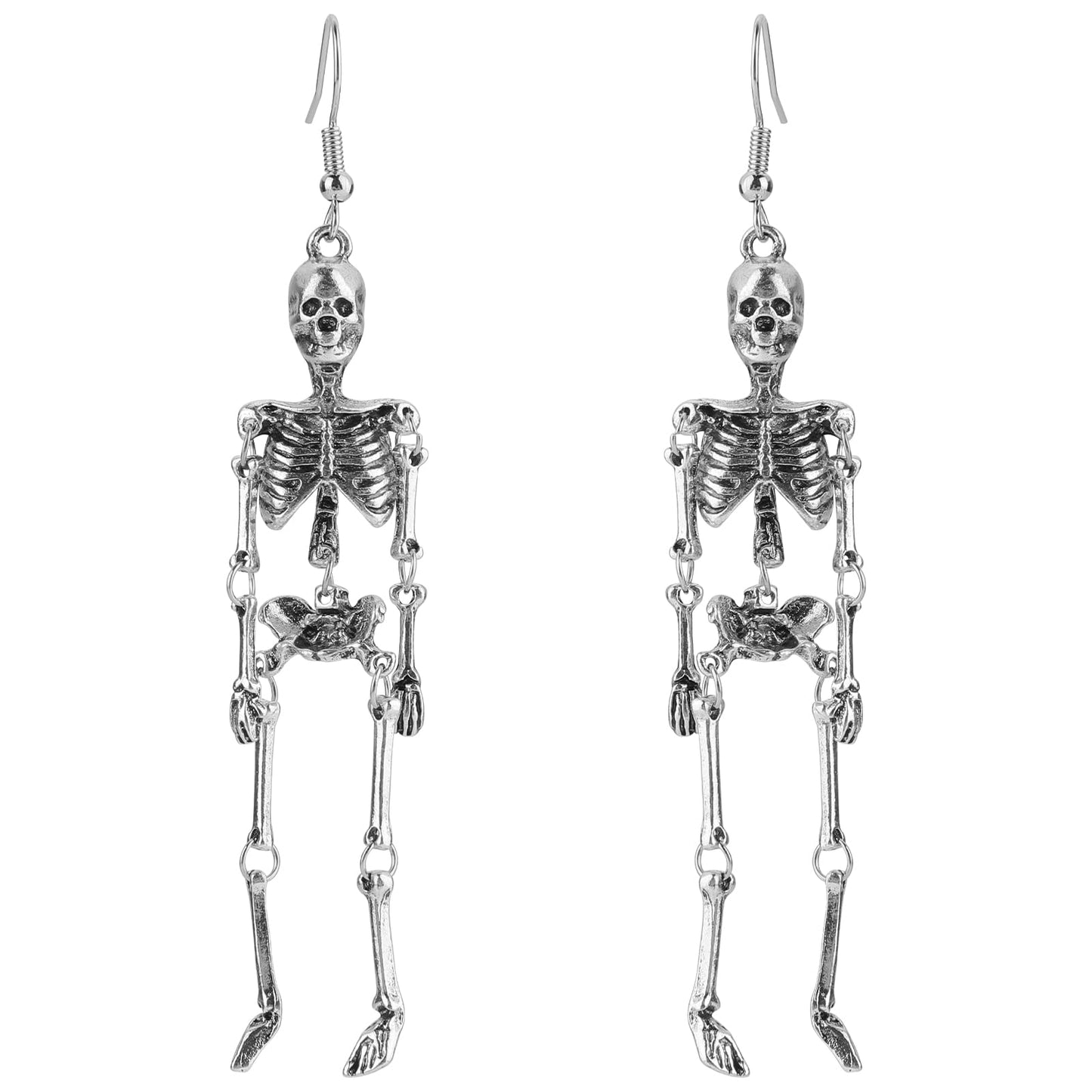 Yolev Skull Earrings for Men Women Jointed Skeleton Long Ear Drop Earrings Stud Halloween Costume Accessories Earrings Scary Halloween Party Earrings Halloween for Women
