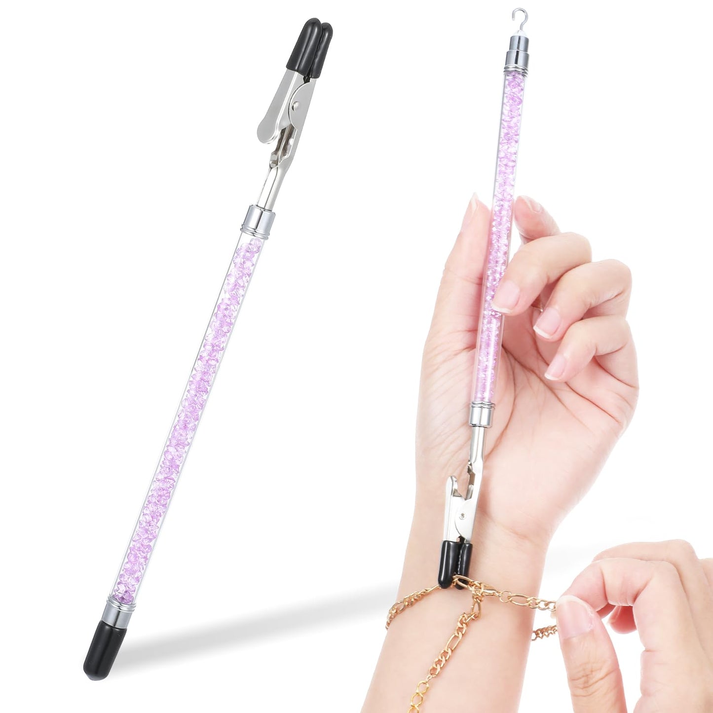 Bracelet Helper Tool Stainless Steel Bracelet Assistance Tool On Yourself Aid Jewelry Quick Wear and Removal Fastener Helper for Watch Necklace Clasps Zippers Closures Clasps(Purple)