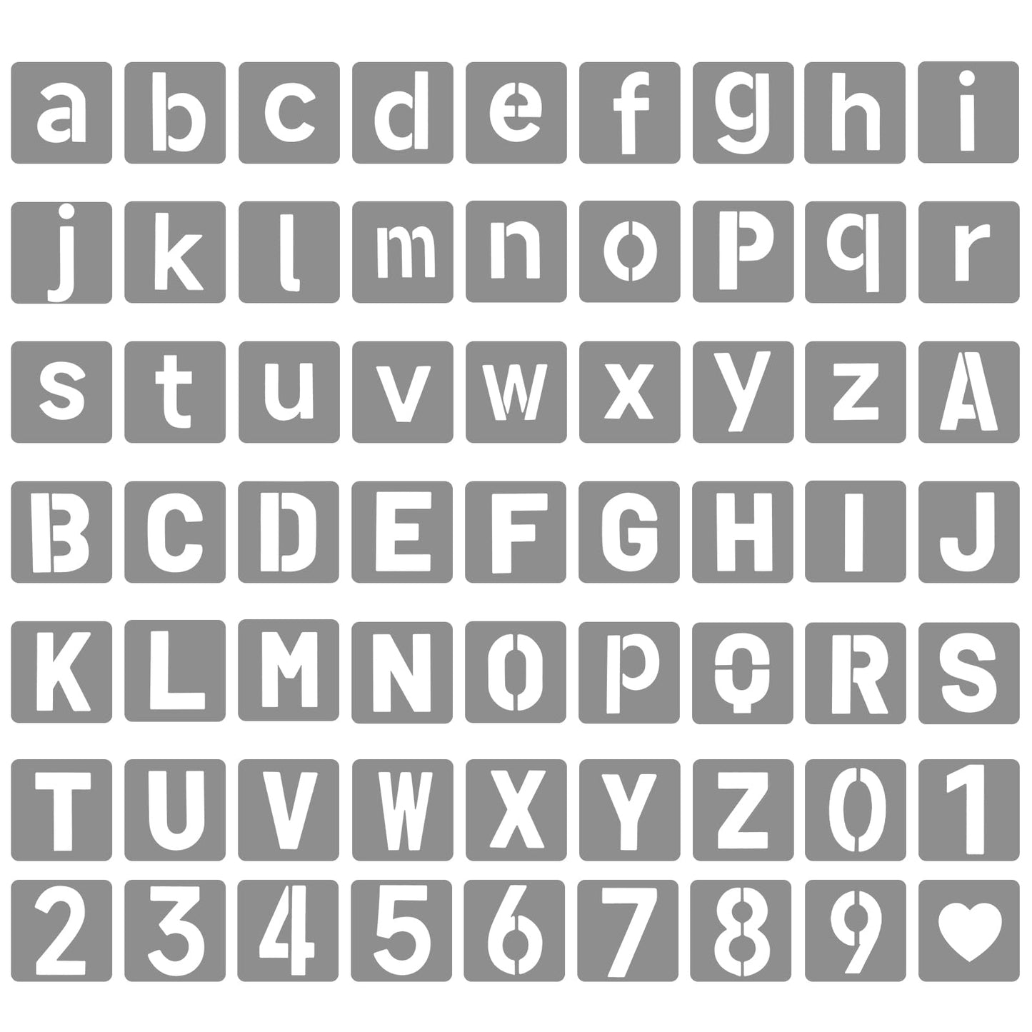 2 Inch Letter Stencils for Painting, 63 Pcs Reusable Symbol Letter and Number Stencils Alphabet Templates Interlocking Kit for Painting on Wood, Wall, Fabric, Rocks, Chalkboard, Sign & DIY Art Project
