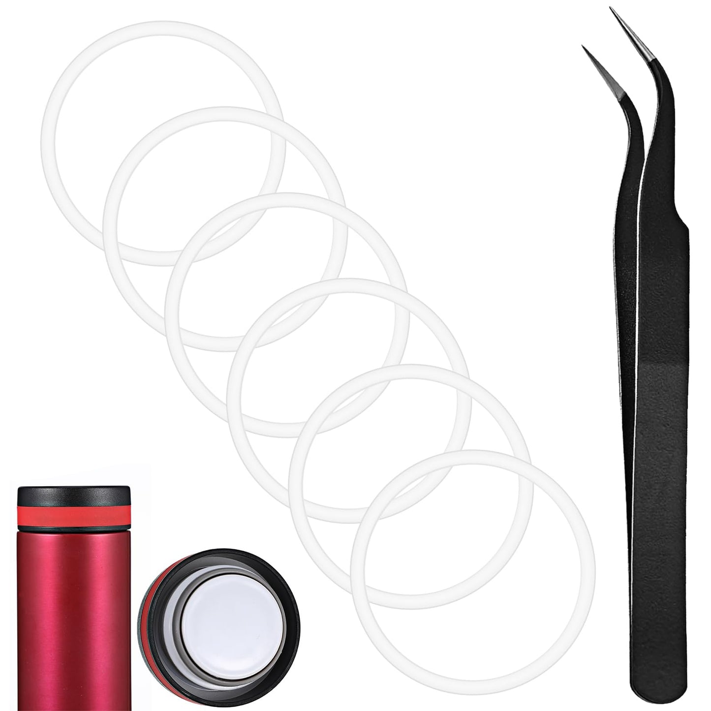6Pcs Water Bottle Gasket Replacement Compatible with Hydro Flask - 2.2 Inch Rubber O Ring with Tweezers Hydroflask Seal Replacement - Leak Proof Water Bottle Gasket for Hydro Flask Wide Mouth Lid Cap