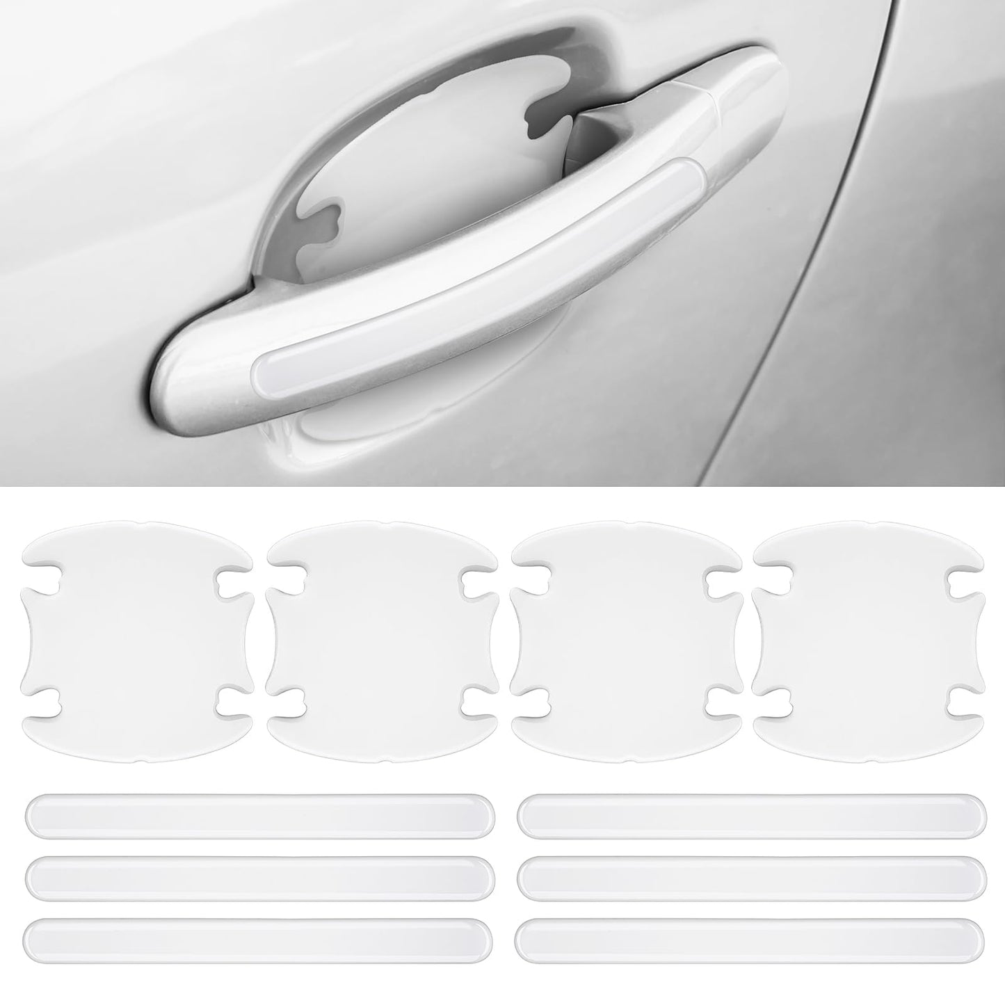 Tucnoeu 10pcs Car Door Handle Protection Film for Recessed Grips Transparent Car Door Sill Protector Strips,Waterproof Anti-Scratch Paint Universal Car Door Cup Handle Protector Sticker