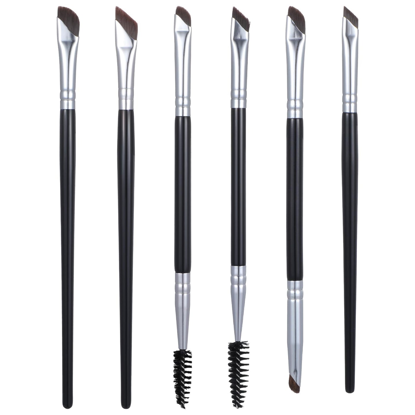 Pack of 6 Double-Sided Eyelash Brush, Black Eyebrow Brush, Eyeliner Brush Set, Ultra Thin Precision Makeup Brush