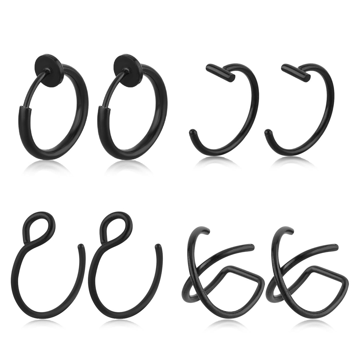 Yolev 8 Pcs Fake Lip Piercing Fake Lip Ring Fake Nose Ring Hoop Fake Snake Bites Fake Lip Piercings Faux Lip Rings Hoop Nose Ring Fake Nose Ring Clip On Nose Ring Fake Lip Piercing For Women Men