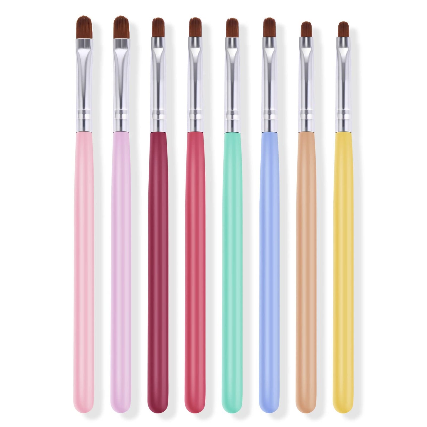 Lusofie 8Pcs Nail Clean Up Brush Oval Flat Gel Nail Brush Acrylic Tips Builder Brushes Gel Brushes for Nails Home Use and Nail Salon