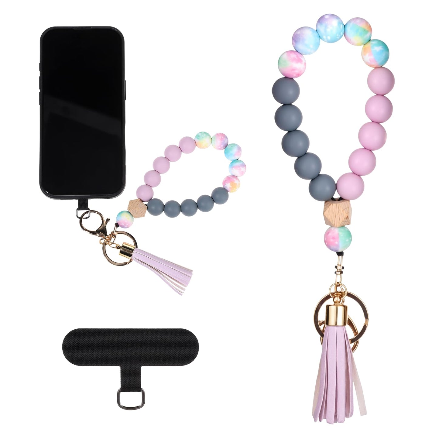 Lusofie Beaded Phone Wrist Strap with Tether Tab Elastic Phone Wrist Lanyard Phones Bracelet Strap Phones Wristlet Straps for Women