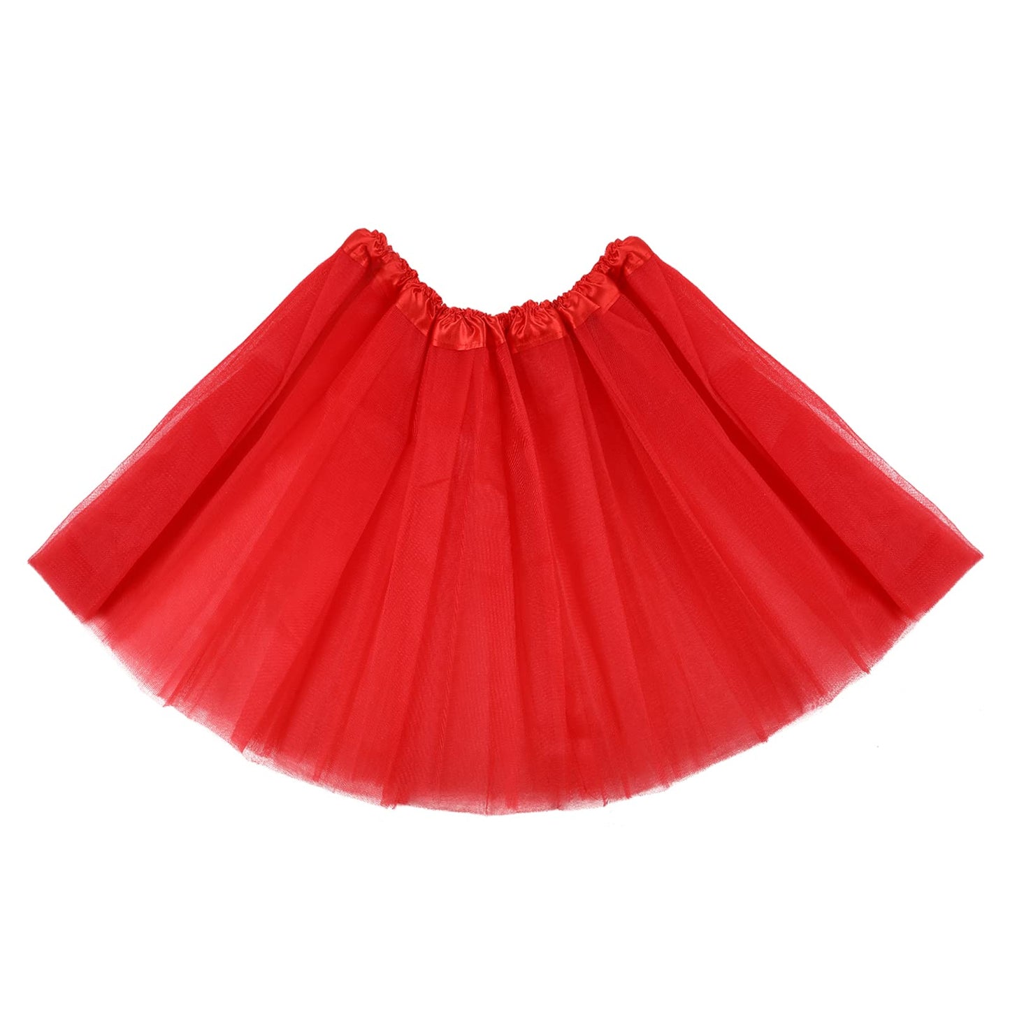 Women's Tulle Tutu Skirt Vintage 1950s Tulle Bubble Dance Skirt Prom Skirt Elastic 3 Layer for Halloween Christmas Party Costume (Red)