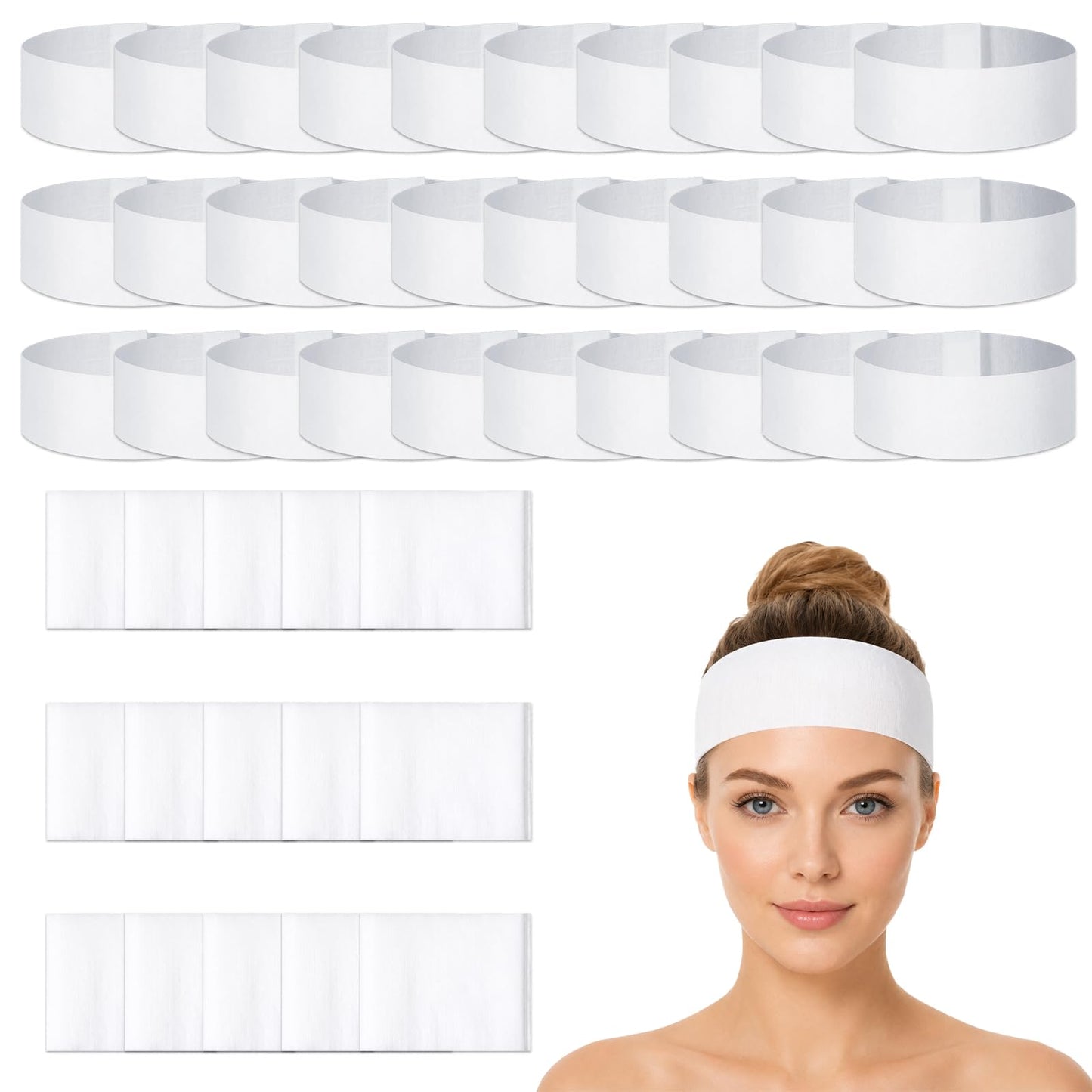 30 Pcs Disposable Spa Headbands for Women, Professional Headbands for Face