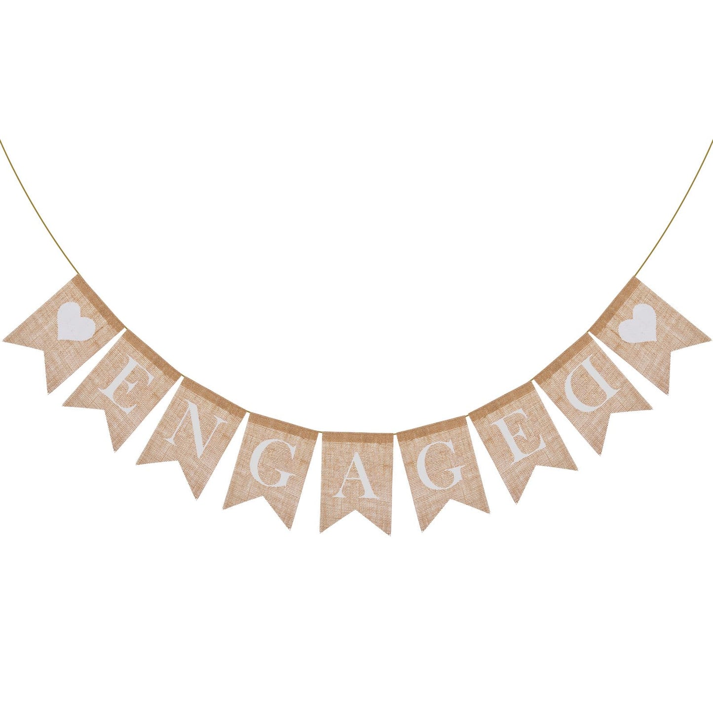 Lusofie Engaged Banner Sign, No DIY Engagement Banner with Heart, Burlap Rustic Engaged Party Banner Decorations( 7.48inch)