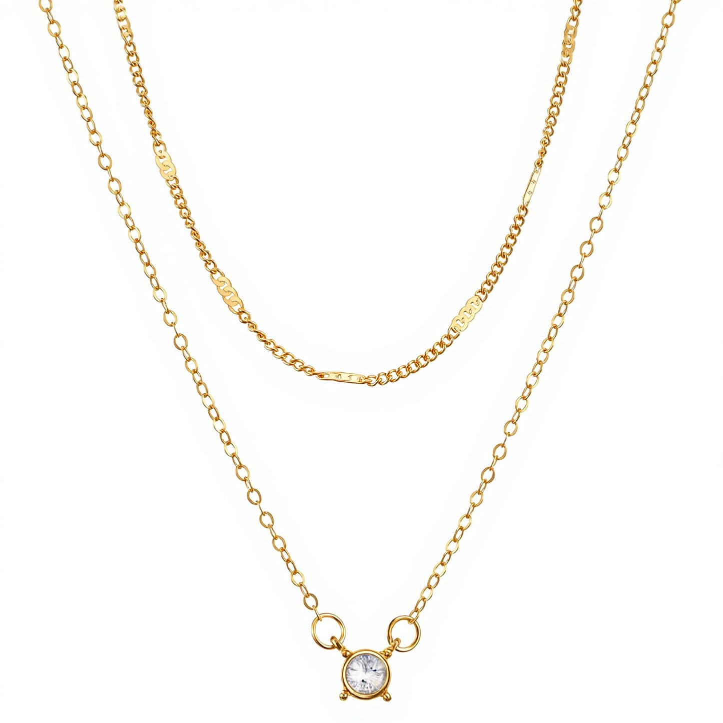 Neyauo Gold Necklace for Women, Stackable Chain Choker with Cubic Zirconia