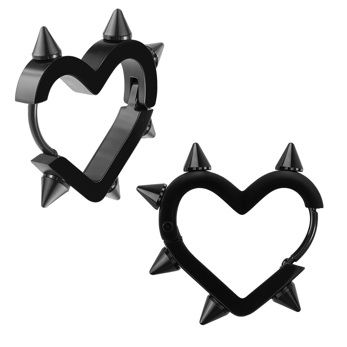 Gothic Heart Earrings Punk Spike Huggie Earrings