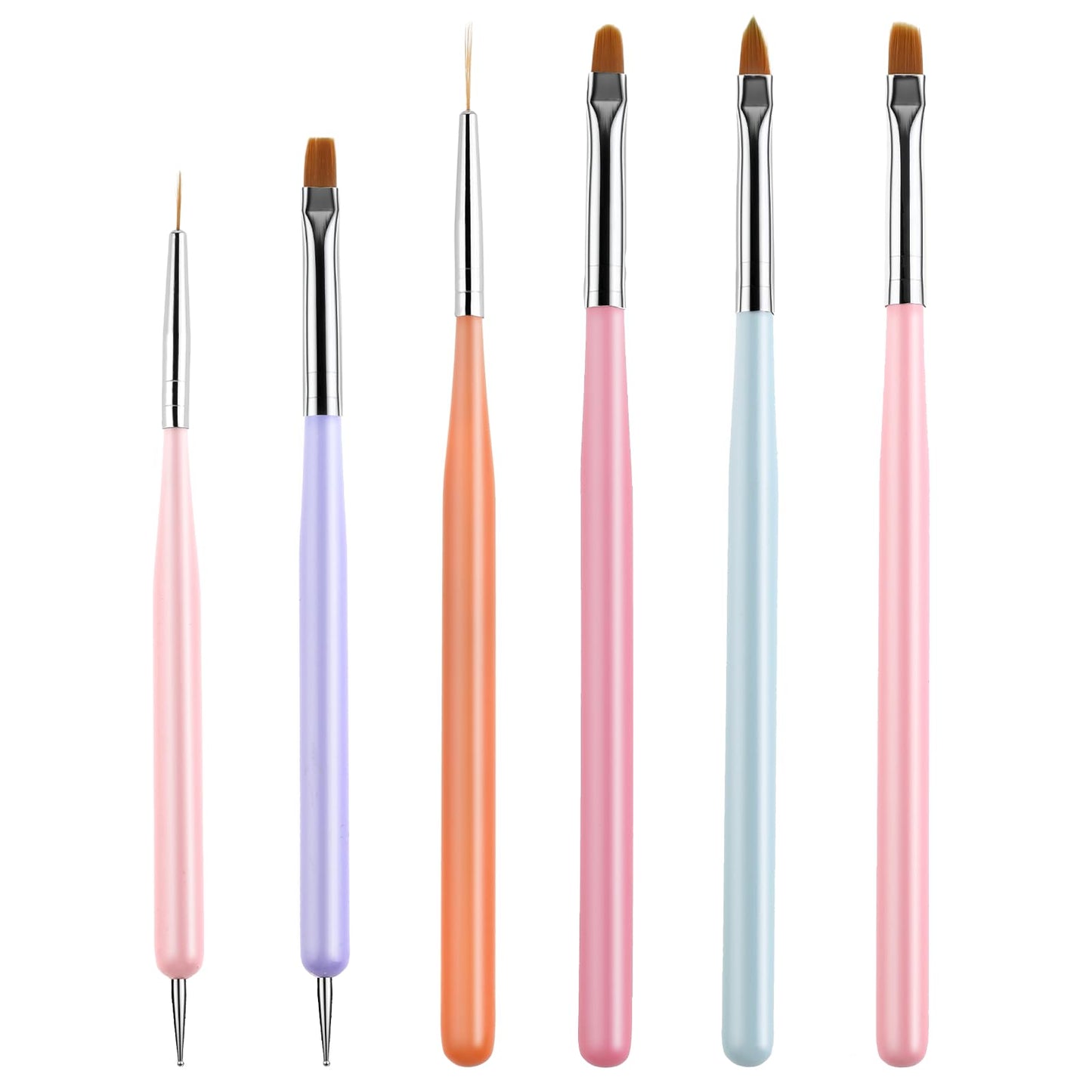 6pcs Nail Art Brush Set,Nail Art Design Pen with Nail Extension Gel Brush, Builder Gel Brush, Nail Art Liner Brush for Salon At Home DIY Manicure