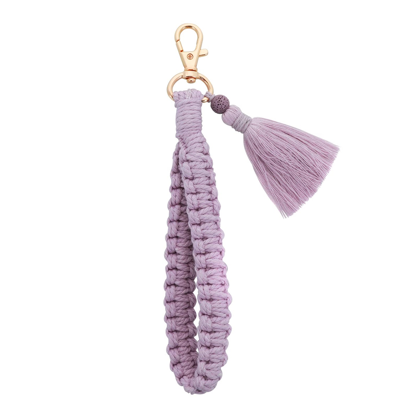 Lusofie Boho Wristlet Keychain with Tassel Purple Wrist Keychain Keyring Holder Braided Wrist Key Lanyard for Women