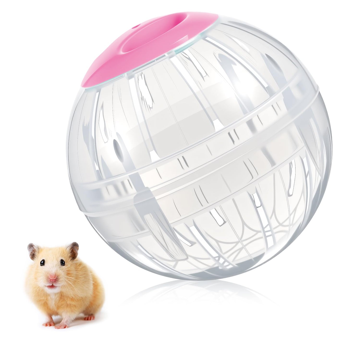 5.7 Inch Hamster Ball, Clear Hamster Exercise Ball, Running Wheel, Breathable, Large Space, Easy to Clean, Cage Accessories, Small Animal Exercise Toys for Small and Medium Dwarf Hamsters, Pink