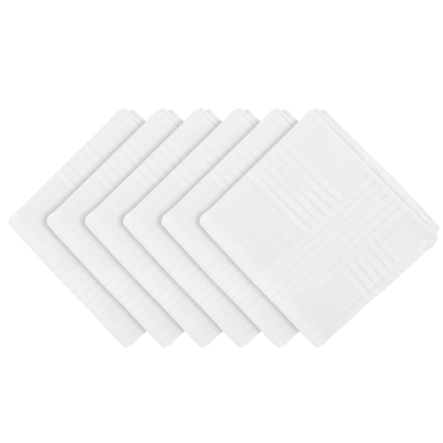 Lusofie 6 pcs White Handkerchiefs for Men Cotton Pocket Squares Hankies for Groom Wedding Prom Celebration Party Women