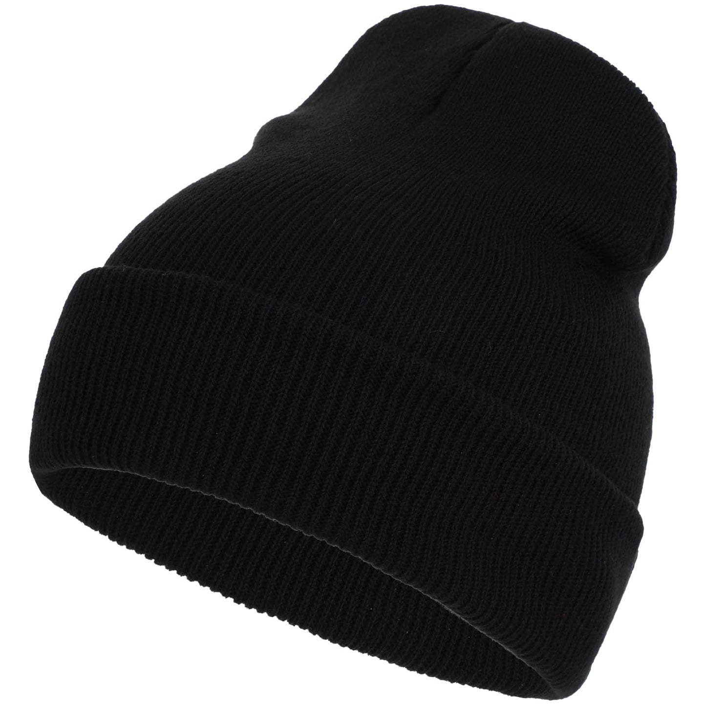 DIVINA VITAE Beanie for Men Women Winter Hats for Men Unisex Cuffed Soft Thick Warm Stretchy Knit Caps (Black)