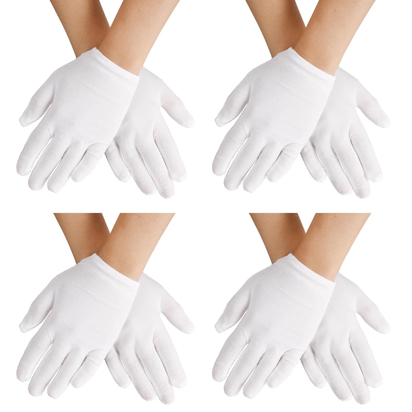 Yolev 4 Pairs Kids White Gloves Girls Boys White Cotton Gloves Cosplay Costume Dress Gloves Wrist Length Formal Gloves for Party