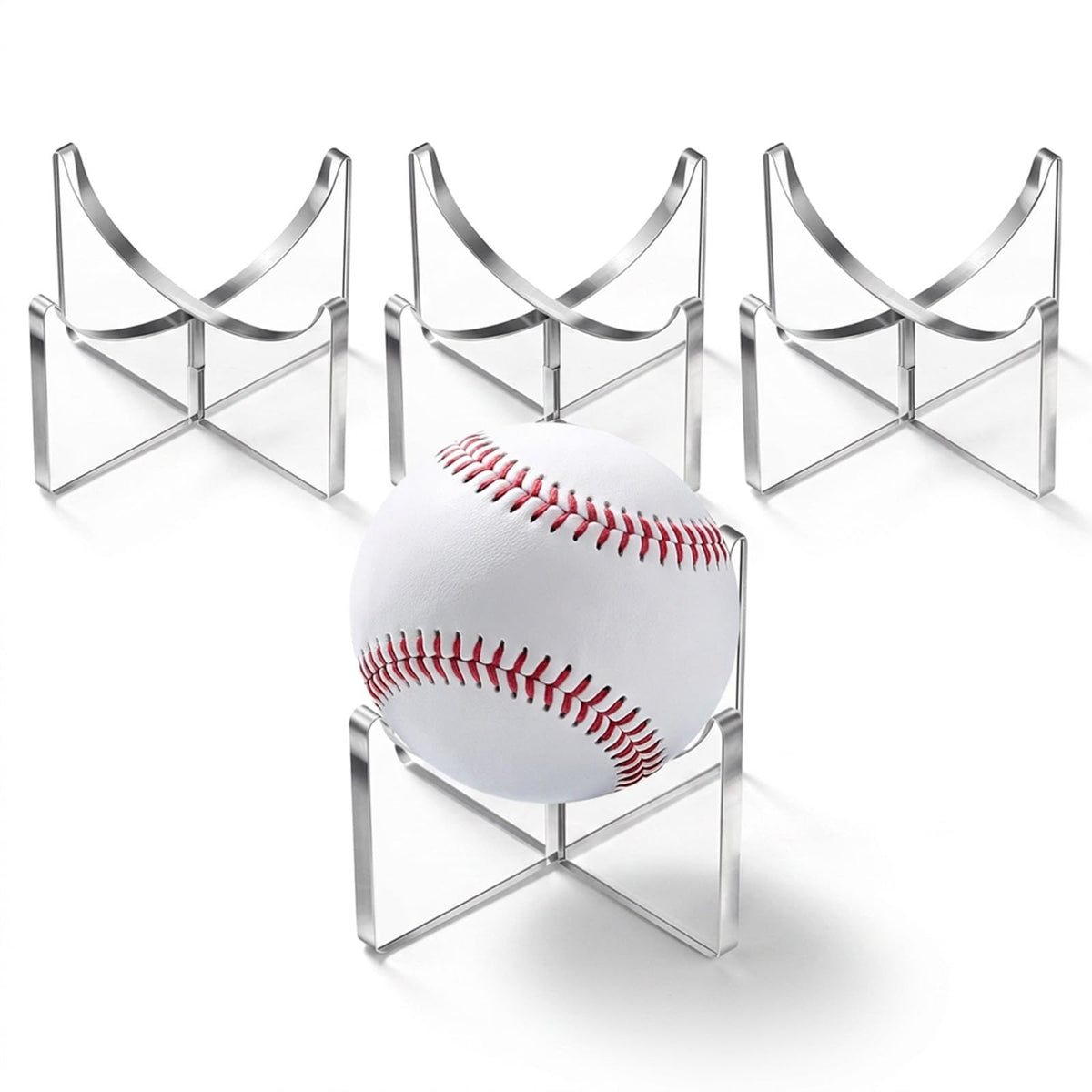 4 Pack Small Clear Acrylic Baseball Display Stand, Ball Holder for Softball