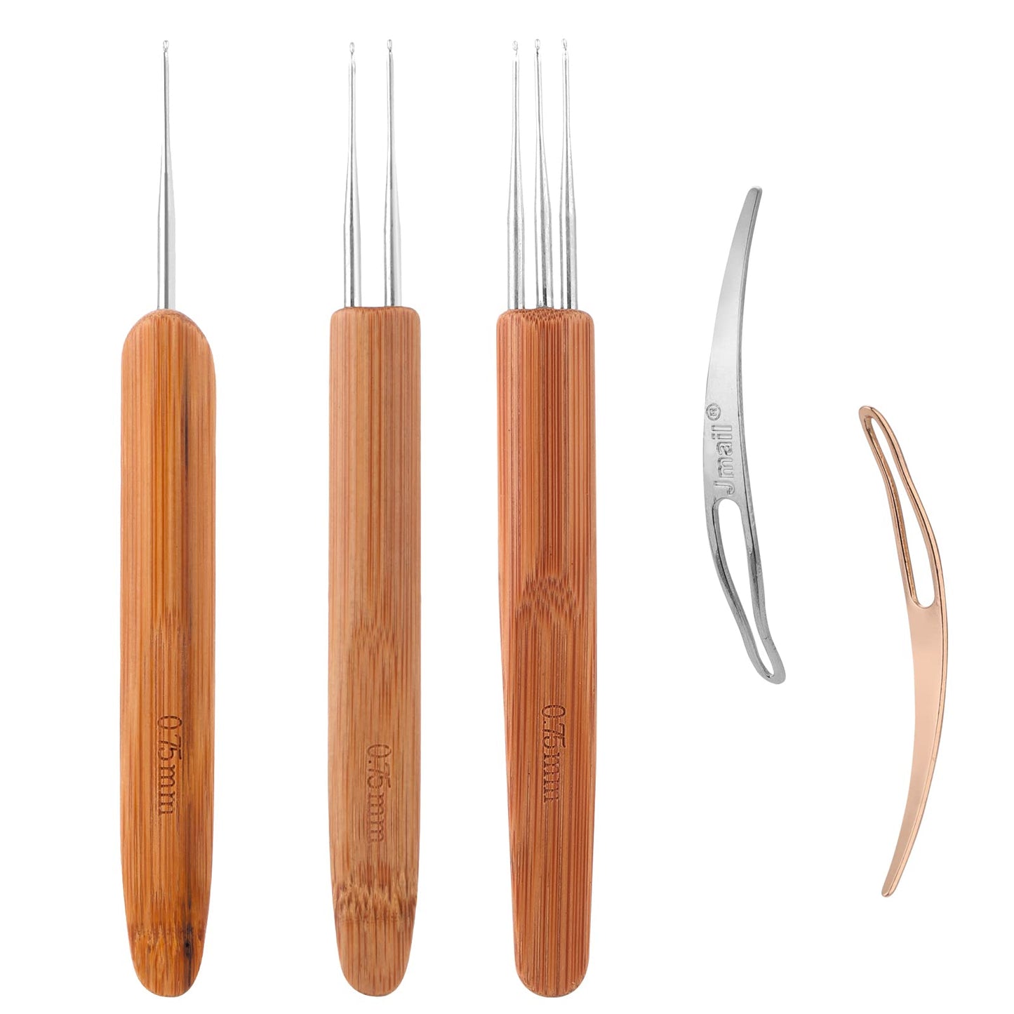 Lusofie 5Pcs Dreadlock Crochet Hook Tool, Braid Hair Dreadlocks Needle Weaving Crochet Hair Weaving Dreadlock Hooks Tool Set (3pcs Crochet,2pcs Hair Piercer)