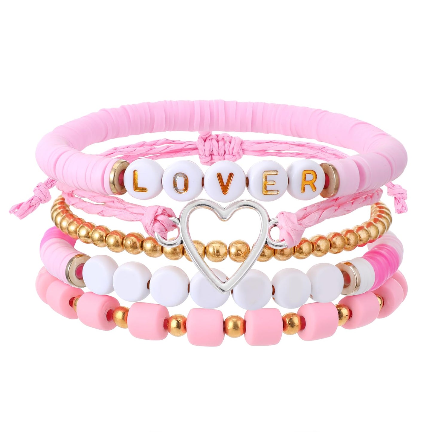 Lusofie 5Pcs friendship bracelet Letter Beads Bracelets Stretchy Lover Girls Fashion Bracelets for Women Girl Fans
