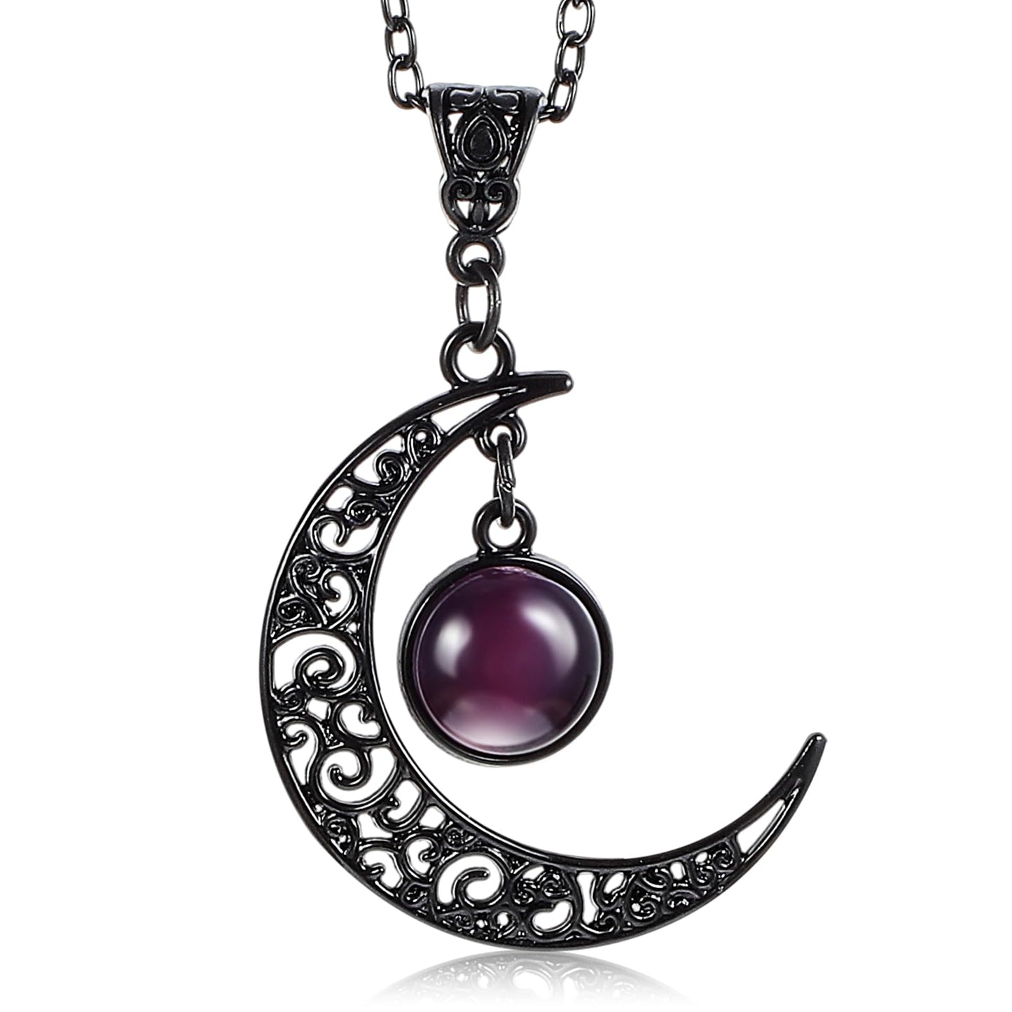 Telooco Gothic Moon Crystal Necklace Moon Necklaces for Wome Necklace Vintage Black Moon Necklace Christmas New Year Jewelry Gift for Women