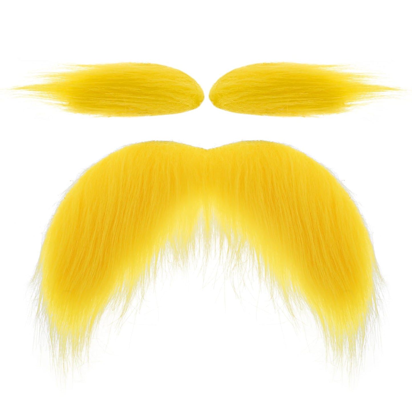 DIVINA VITAE Fake Moustache Golden Moustache Realistic Stick on Moustache and Eyebrows Smooth Fake Beard Self Adhesive for Adults Kids Masquerade Party Favor Costume Halloween Performance