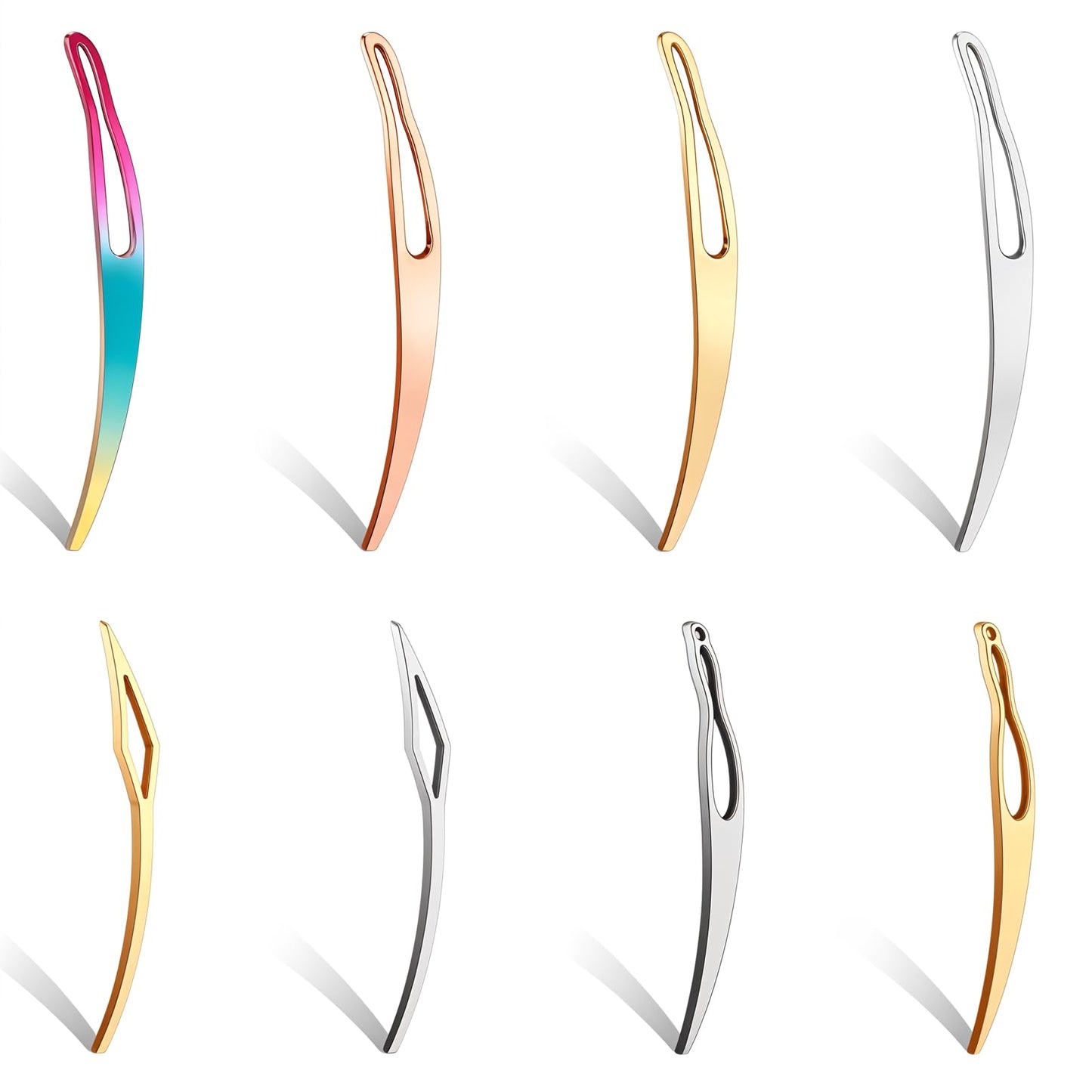 8Pcs Interlocking Tool for Locs Sisterlock Retighten Tool Hair Locking Tool Bent-Hook Shape Loc Needle for Maintaining Dreadlocks Hair Extensions Styling Tools(4 Colors)