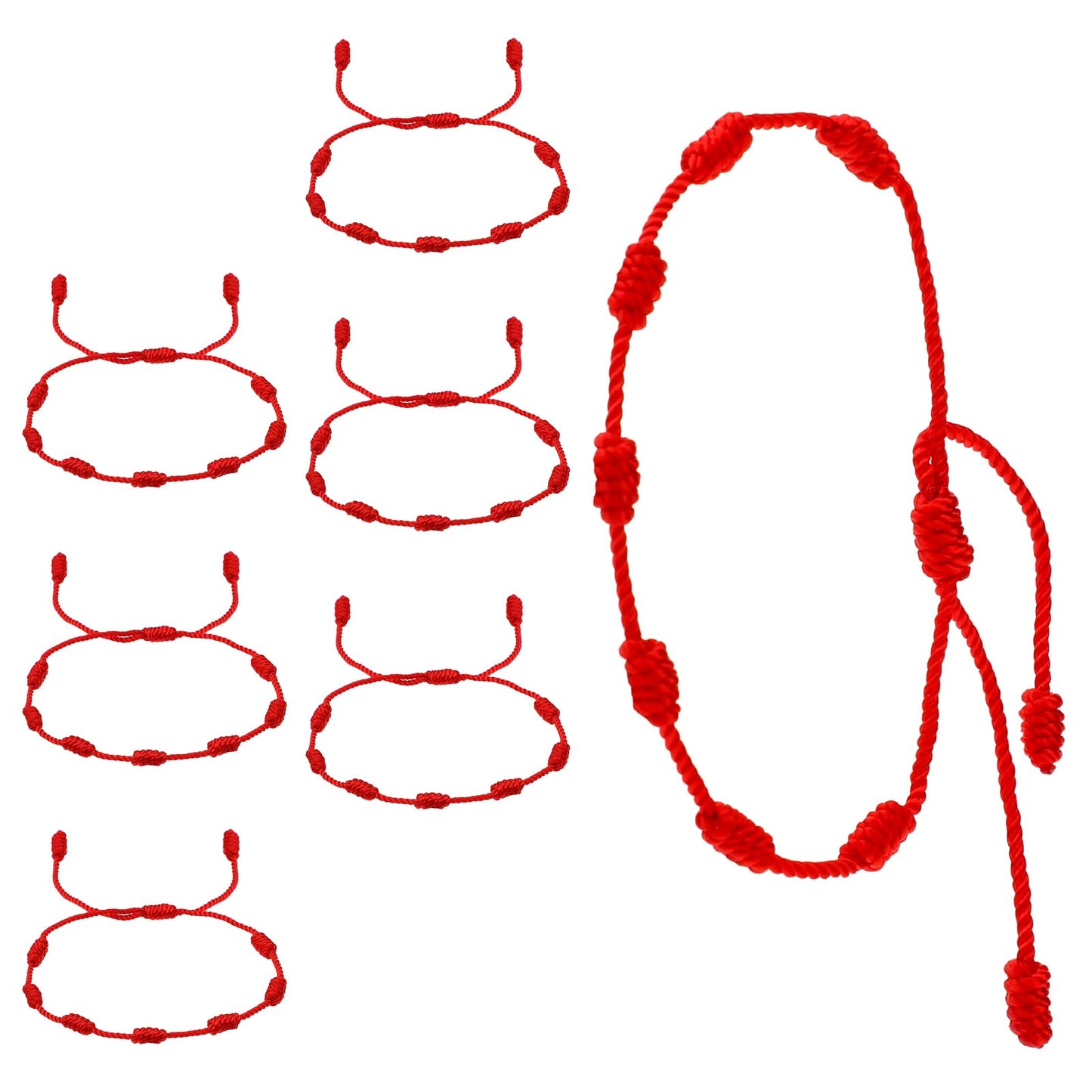 Lusofie 7 Pieces Red Rope Bracelet 7 Knot Red String Bracelet Red Bracelet for Protection Good Luck Bracelet Gift for Women Men Girls