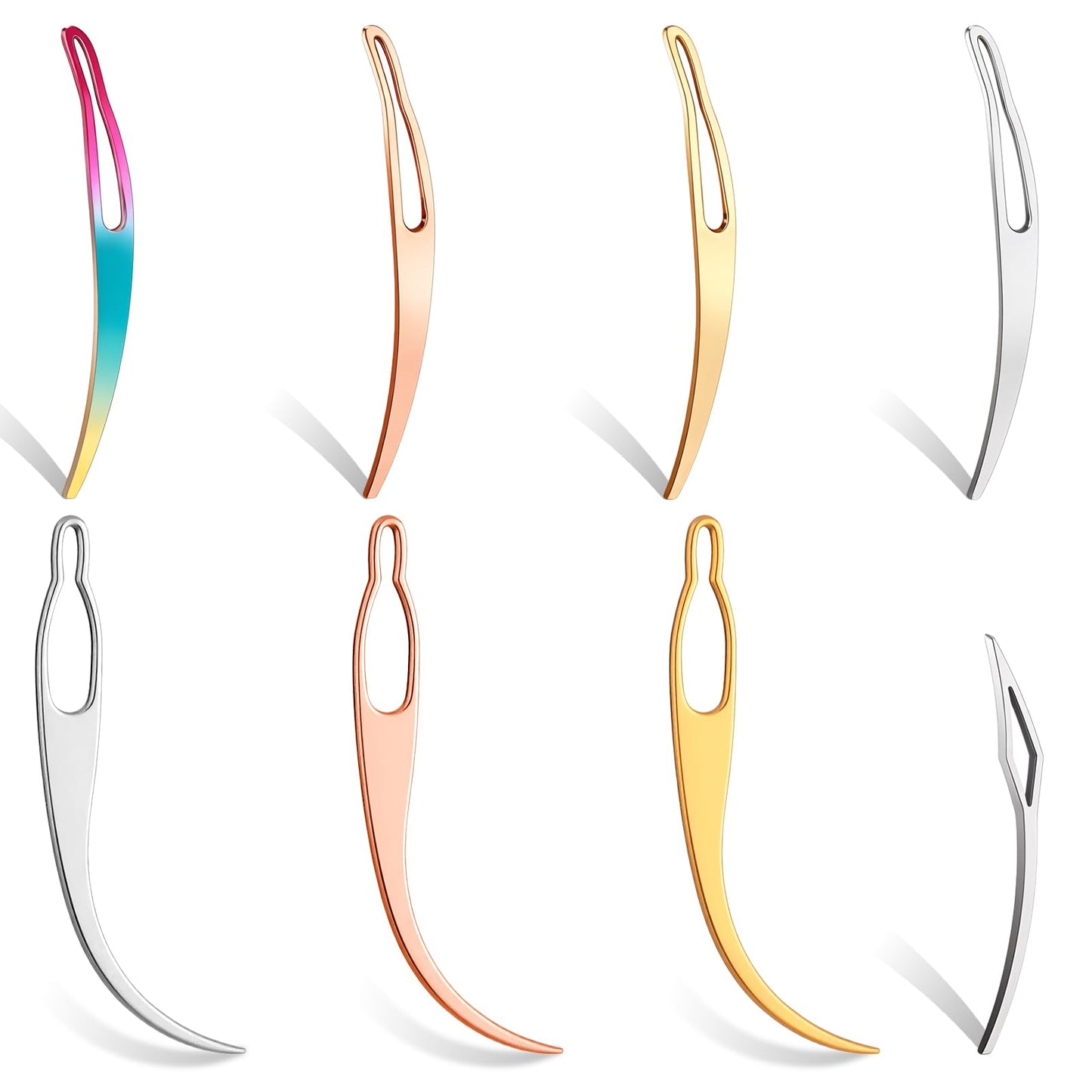 8Pcs Interlocking Tool for Locs Sisterlock Retighten Tool Hair Locking Tools Bent-Hook Shape Loc Needle for Maintaining Dreadlocks Hair Extensions Styling Tools(4 Colors)
