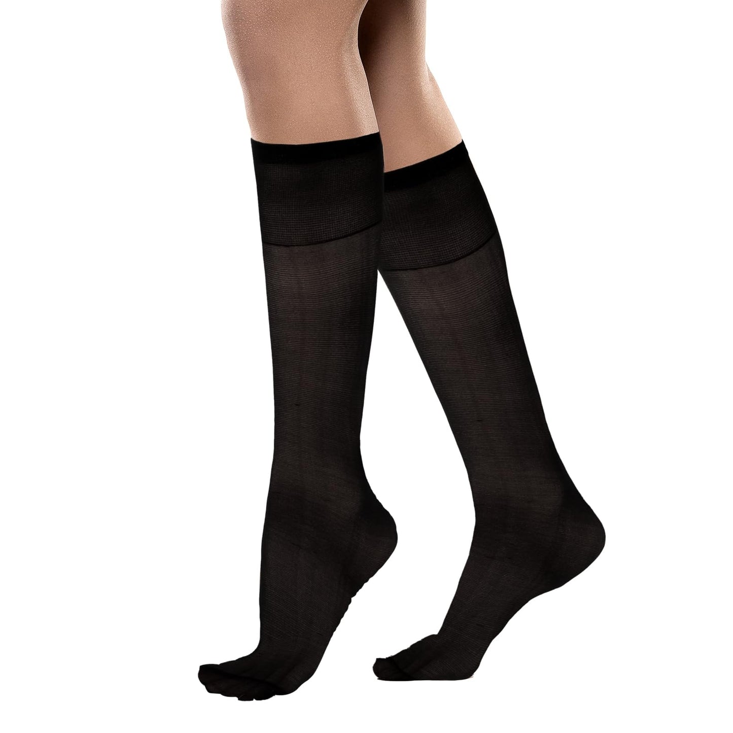 DIVINA VITAE 10 Pairs Womens Knee High Stockings Black Knee High Pantyhose with Reinforced Toe Smooth Silky Sheer Knee High Socks 20D Nylons Knee High Tights Elastic Fine Knee Socks for Women Girls