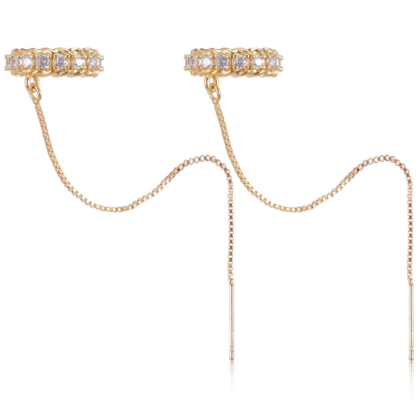 Ear Cuff Earrings Chain for Women, 14K Ear Cuff Earrings Chain Adjustable Helix Cartilage Clip On