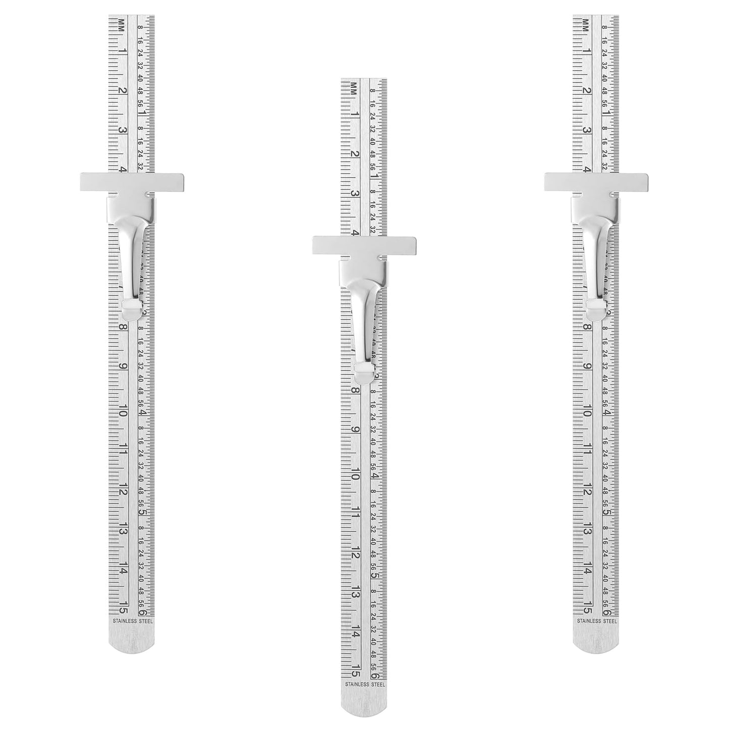 Lusofie 3 Pcs 6 Inch 15 cm Pocket Ruler With Detachable Clips Precision Pocket Ruler Stainless Steel Scale Machinist Ruler Imperial Metric Scale Ruler For School Office Architect Engineer