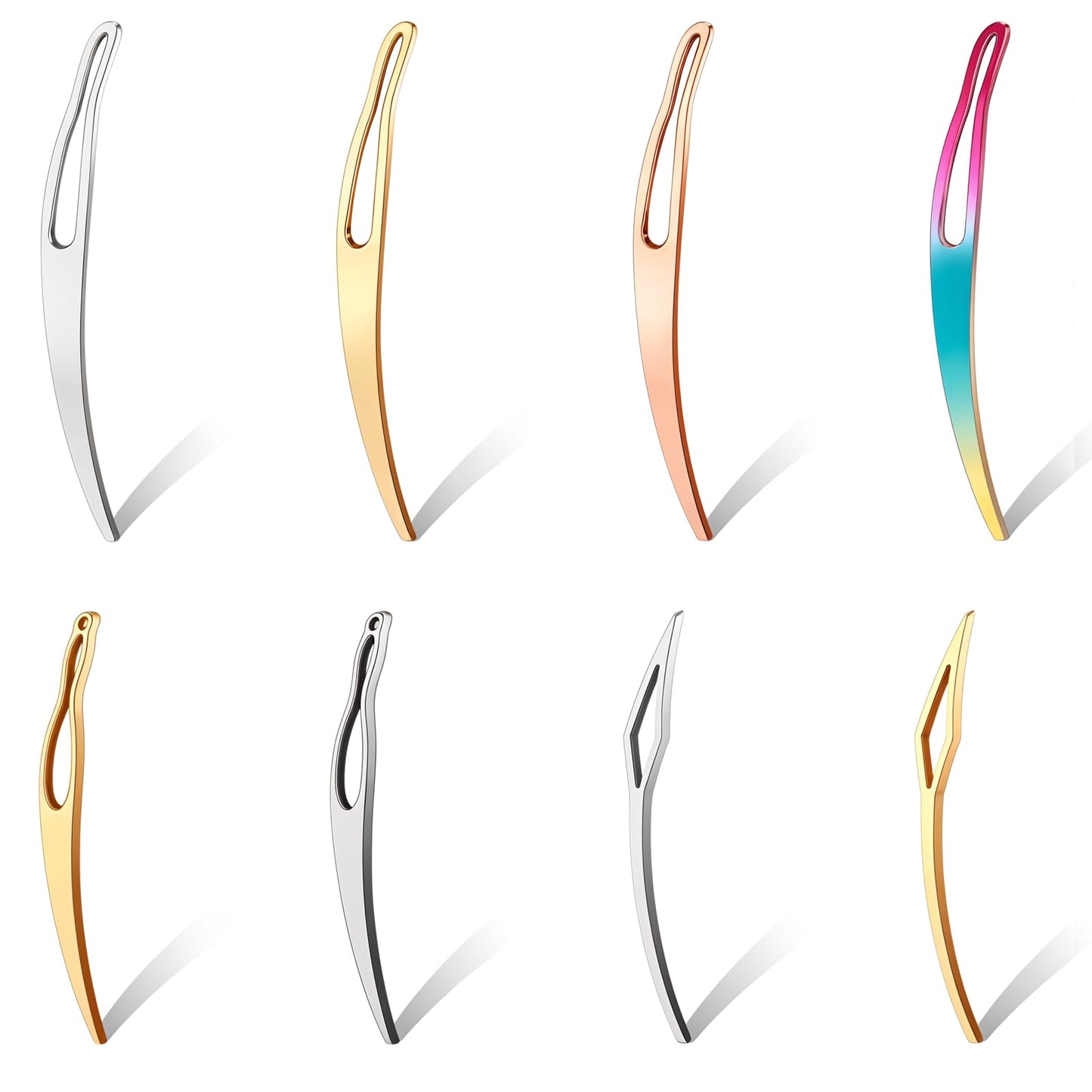 8pcs Interlocking Tool for Locs, Sisterlock Retighten Tool, Bent-Hook Shape Loc Needle for Hair Repair Dreadlock Tightening(4 Colors)