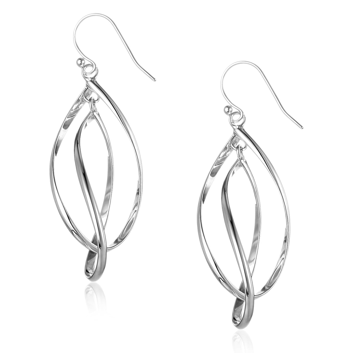 Infinity Hoop Earrings Silver Drop Earrings Unique Sterling Silver Dangle Earrings Double Hoop Earrings Trendy Earrings for Women