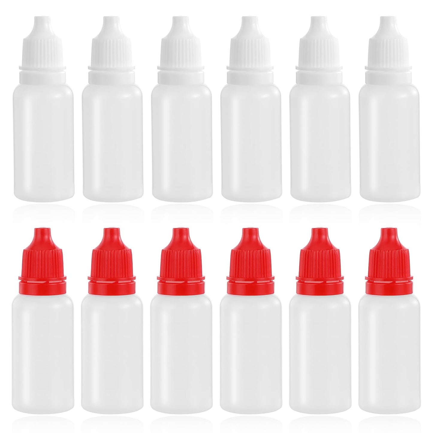 Lusofie 12 Pcs Plastic Dropper Bottle 15ml/0.5oz Small Squeeze Bottle Mini Dropper Bottles Eye Droppers Bottles with Cap and Plug (White/Red)